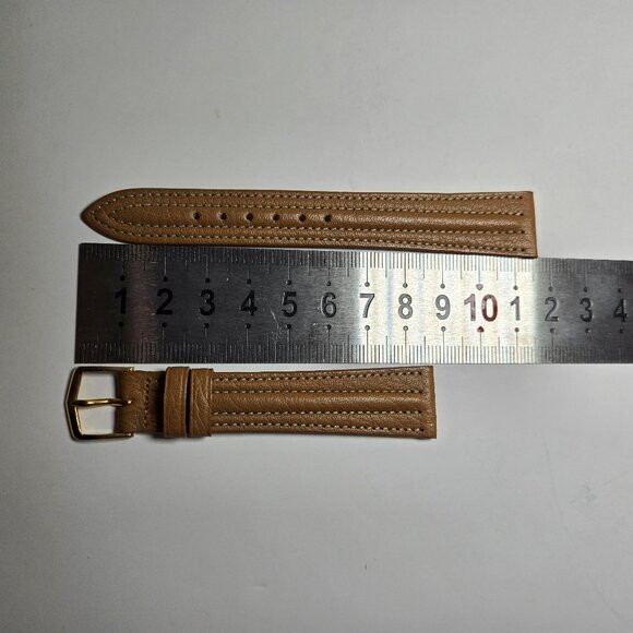 Vintage COPAX leather watch band strap brown tan camel stitched gold detail - Picture 5 of 5